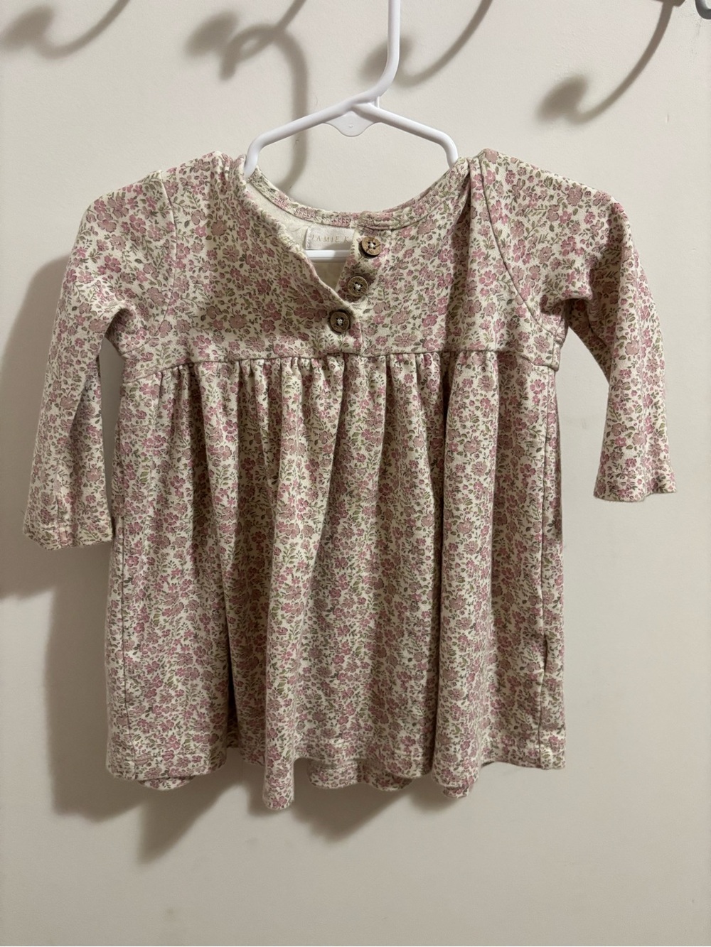 Jamie Kay organic Floral Long Sleeve Dress with Buttons - Pink/Cream